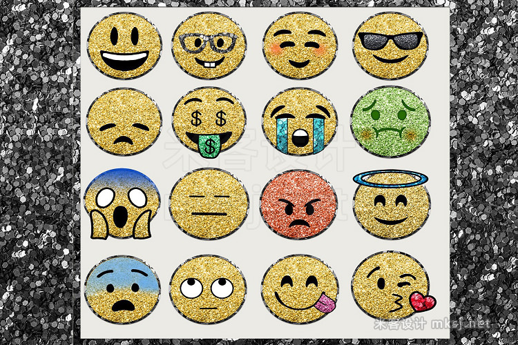 png素材 Glitter Emoji Clip arts png set