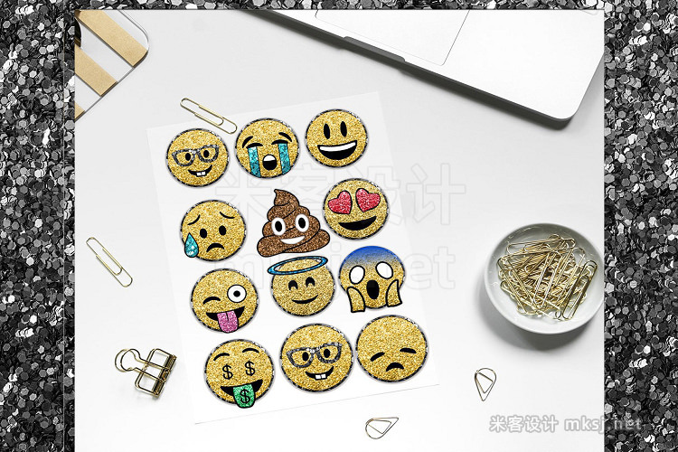 png素材 Glitter Emoji Clip arts png set
