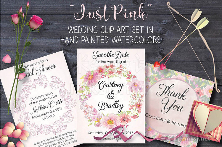 png素材 'Just Pink' watercolor bundle
