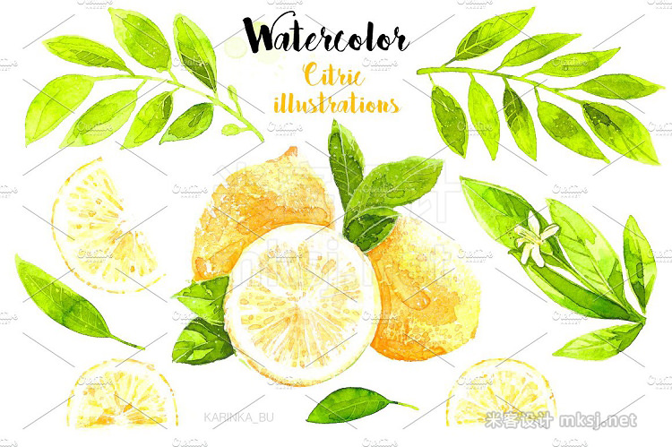 png素材 Watercolor Lemons Set illustrations