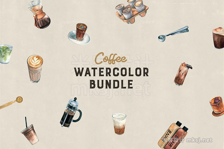 png素材 Watercolor Coffee Bundle
