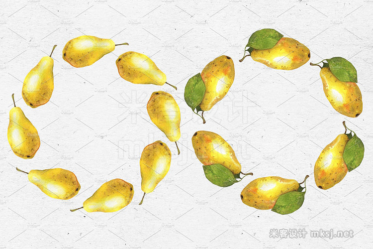 png素材 Juice pears Watercolor collection