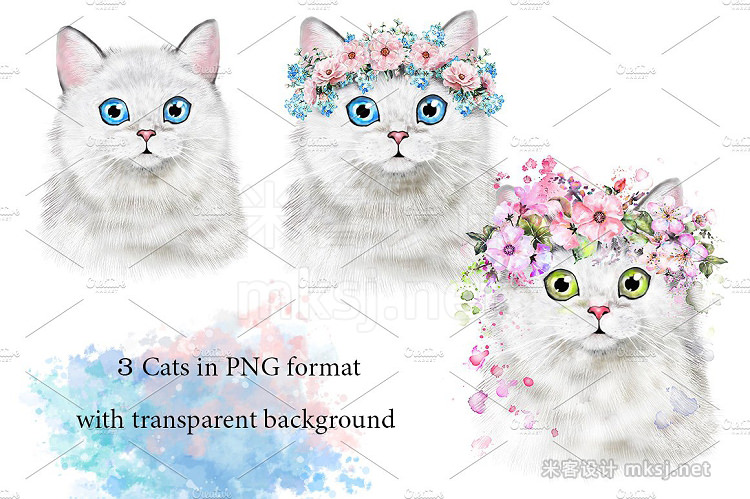 png素材 Cute Cats Flowers