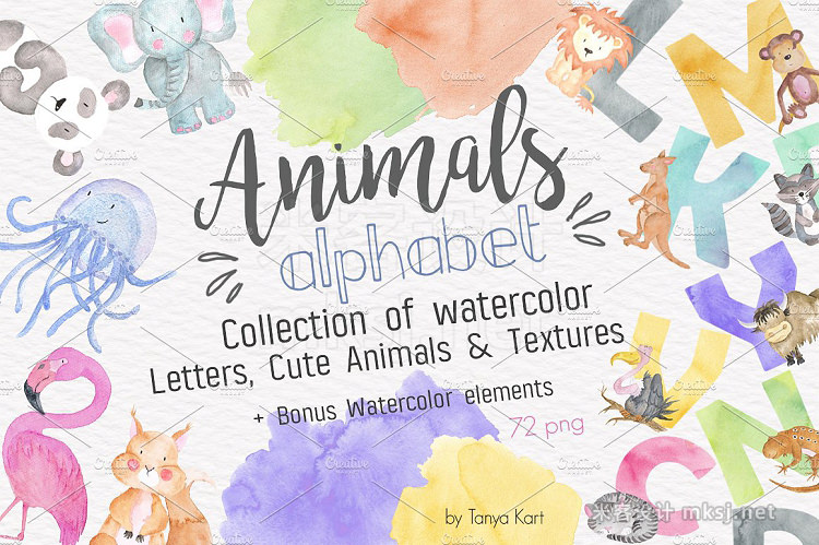 png素材 Animals Alphabet Watercolor Kit
