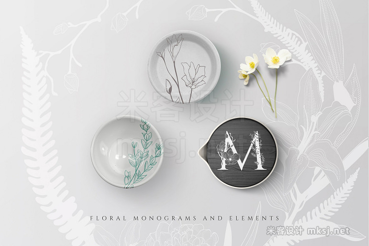 png素材 Floral Monograms Elements