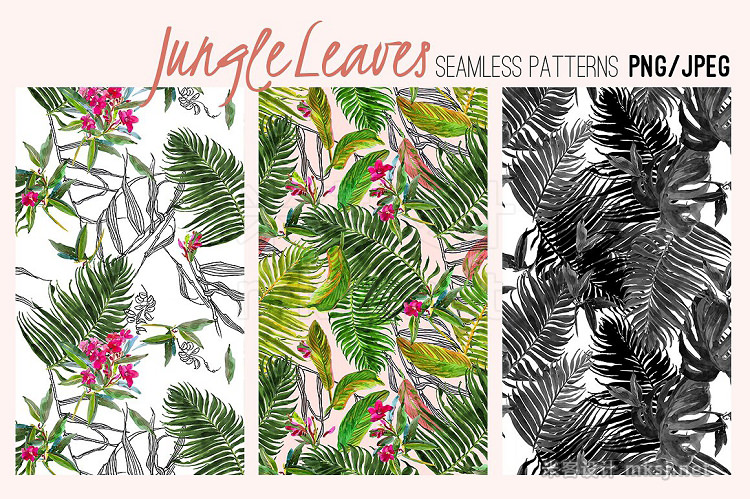 png素材 Jungle Leaves Watercolor Set