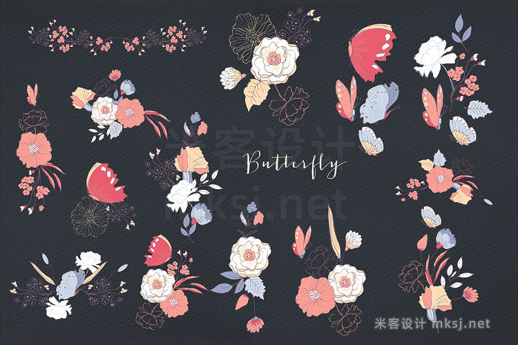 png素材 Butterfly - floral compositions