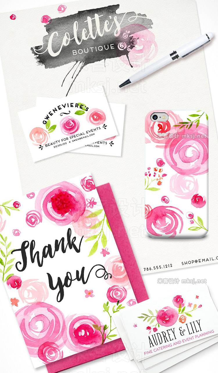 png素材 HAND PAINTED WATERCOLOR FLORAL PACK