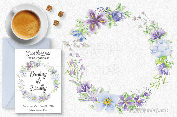 png素材 Lilac and blue watercolor bundle