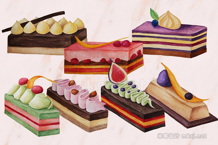 png素材 Desserts collection - Watercolor des