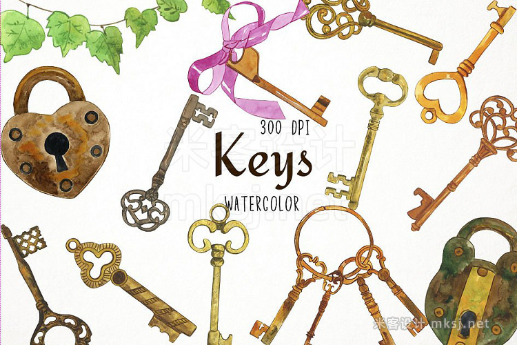 png素材 Watercolor Keys Clipart
