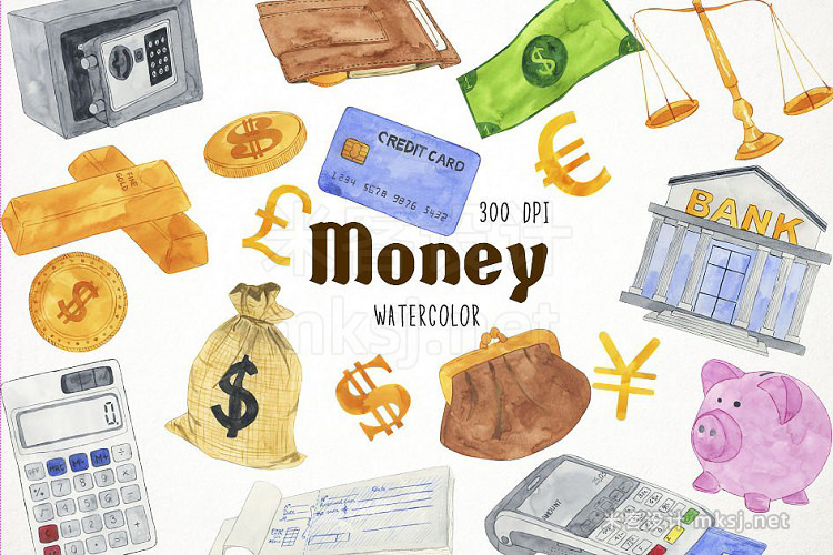 png素材 Watercolor Money Clipart