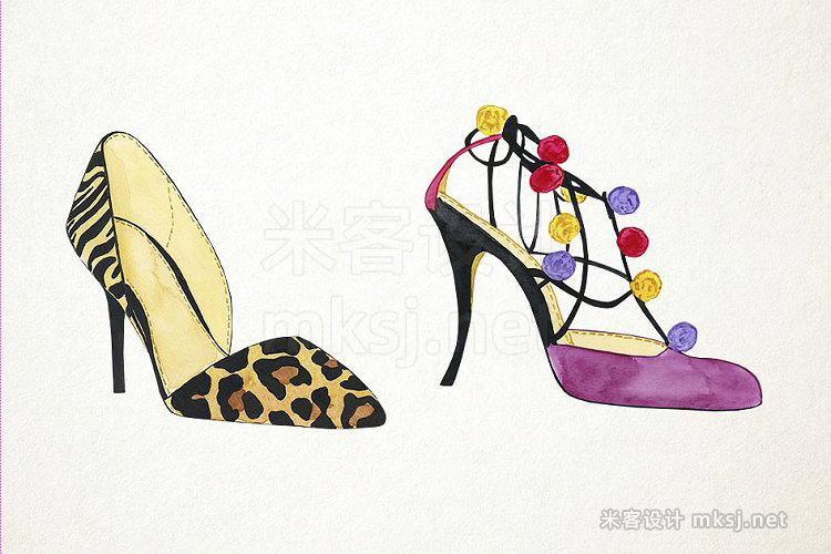 png素材 Watercolor Woman Shoes Clipart