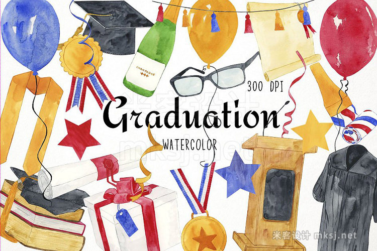 png素材 Watercolor Graduation Clipart