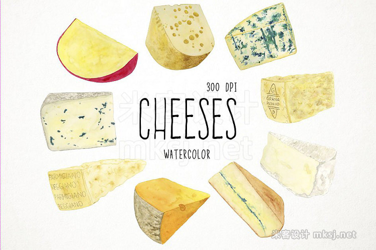 png素材 Watercolor Cheeses Clipart