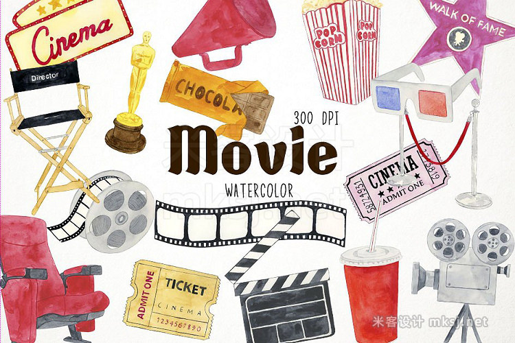 png素材 Watercolor Movie Clipart