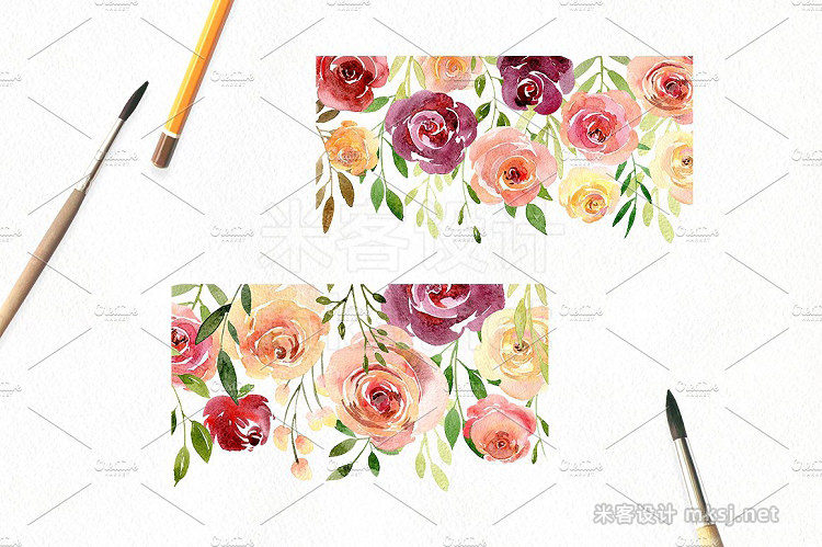 png素材 Watercolor Flowers Arrangements PNG