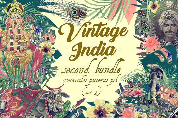 png素材 Vintage India 2 Pattens psd Set 2