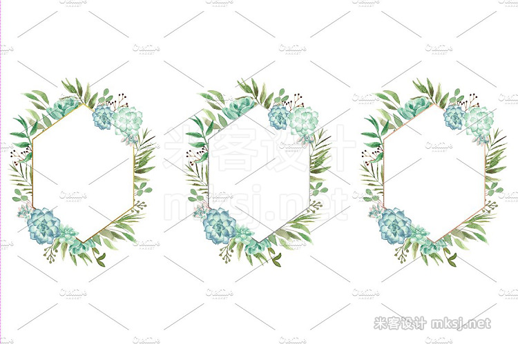 png素材 Watercolor Floral Geometric Frames