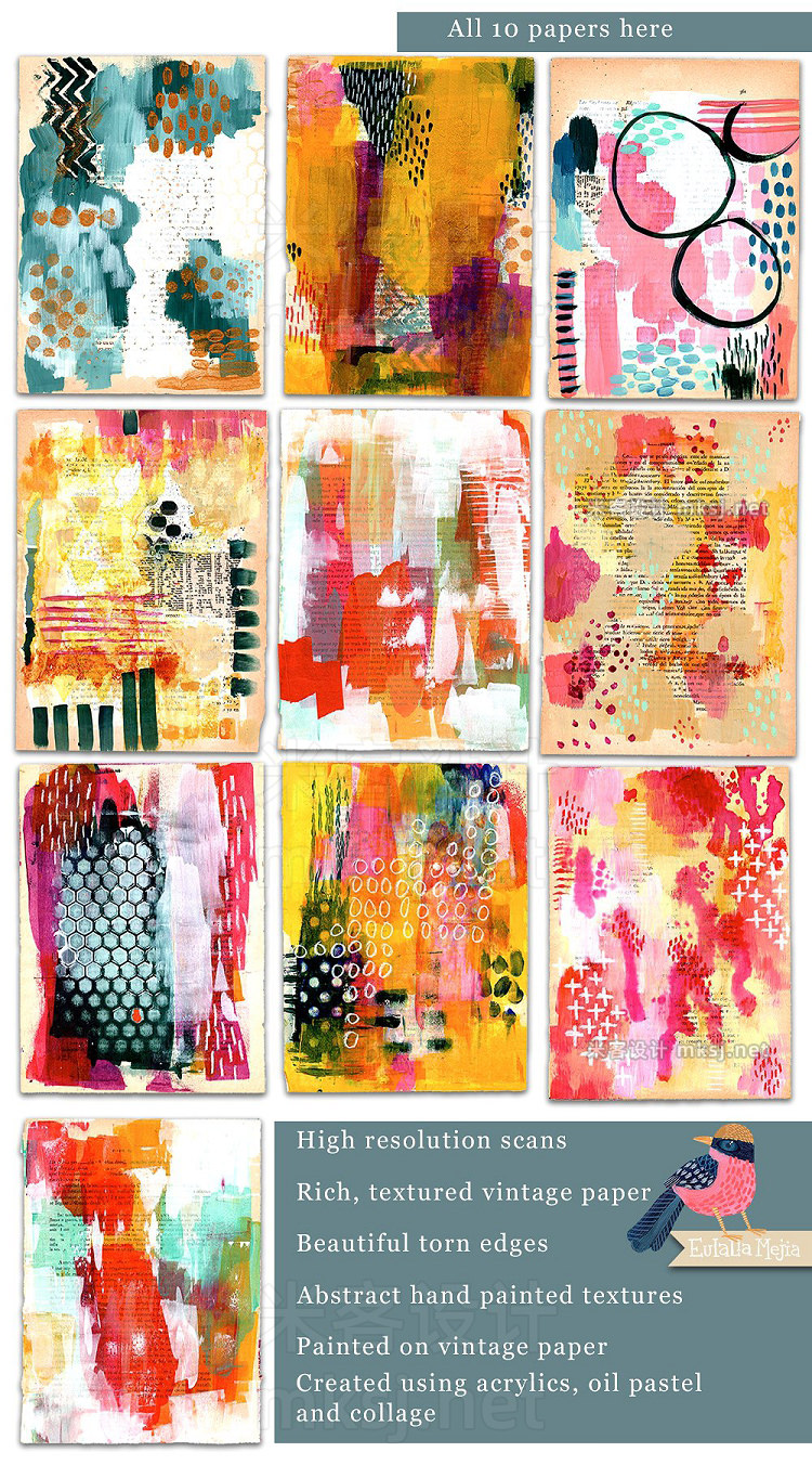 png素材 Mixed Media Papers Abstract Textures