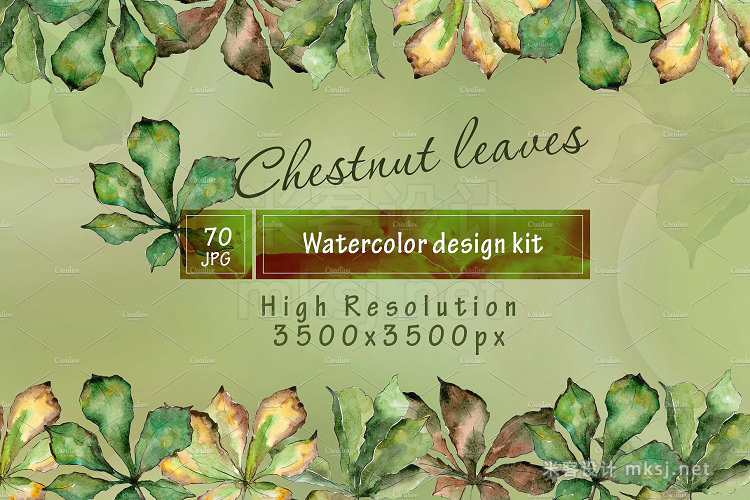 png素材 Chestnut leaves PNG watercolor set