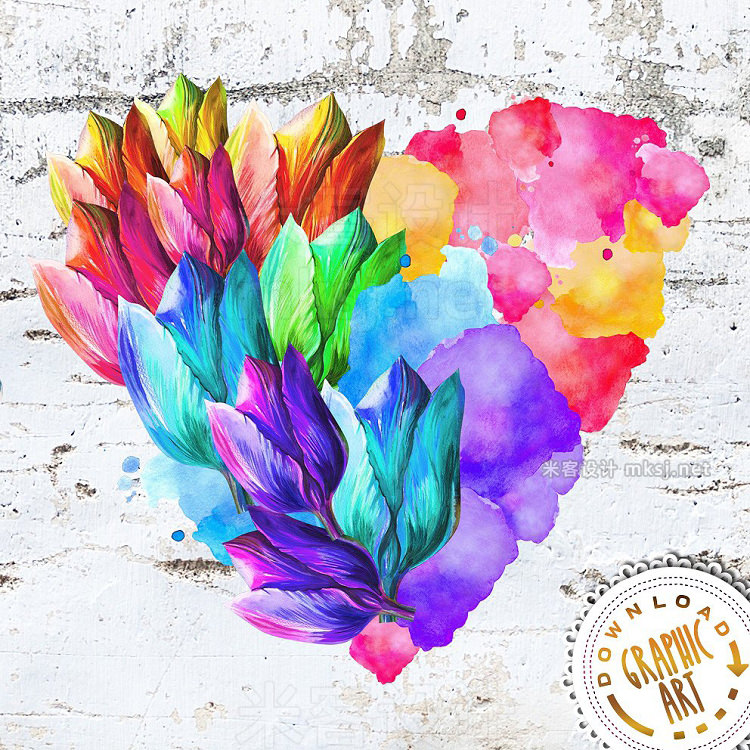 png素材 Watercolor clipart; Tulip wreath