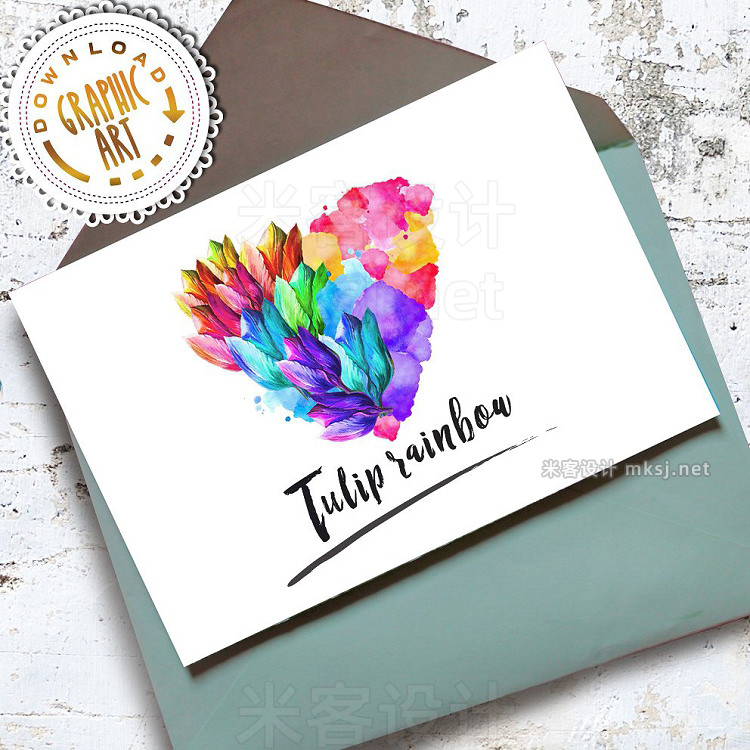 png素材 Watercolor clipart; Tulip wreath