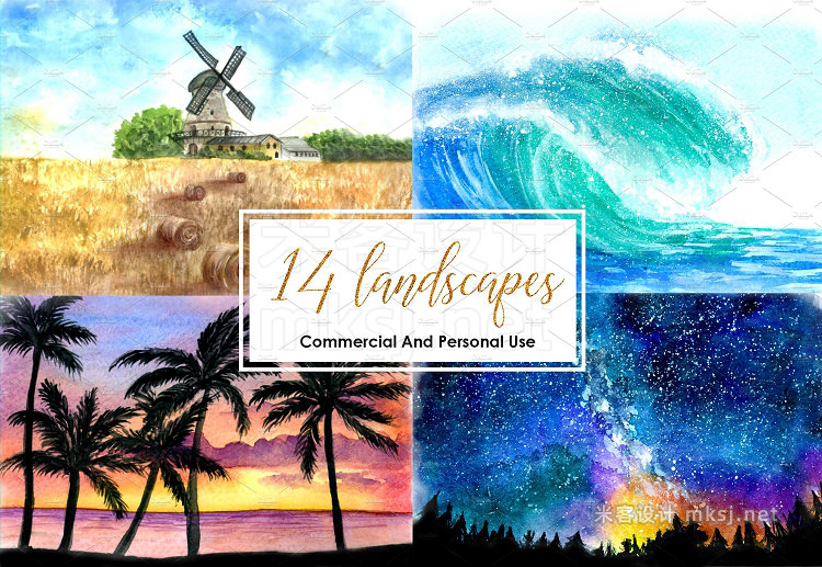 png素材 Watercolor Landscapes Bundle