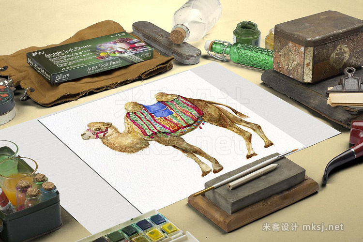 png素材 Camels watercolor illustrations