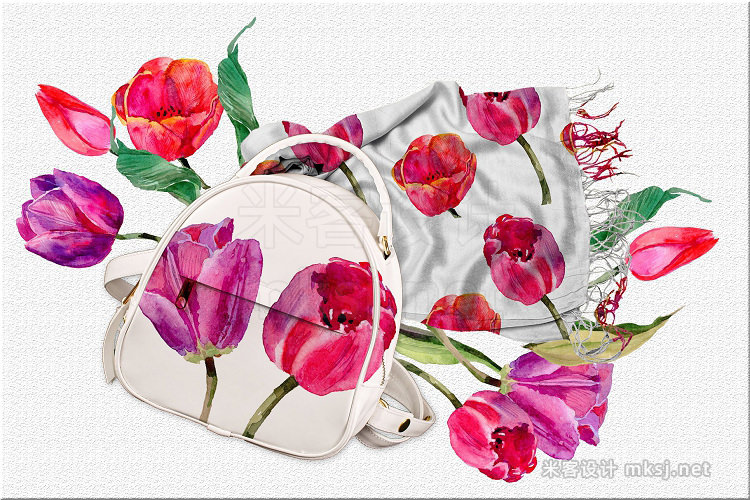 png素材 Tulips PNG watercolor flower set