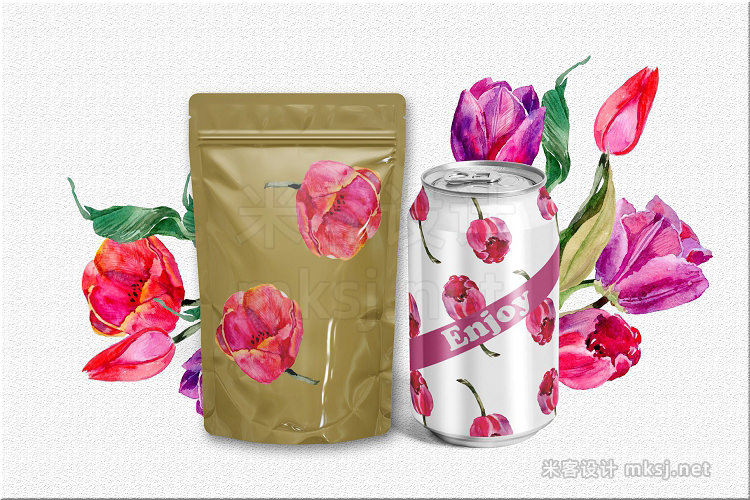 png素材 Tulips PNG watercolor flower set