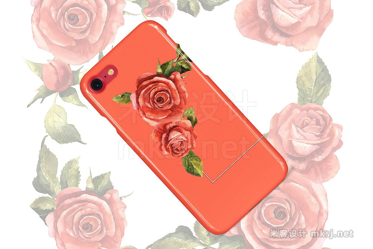 png素材 Red roses PNG watercolor flower set