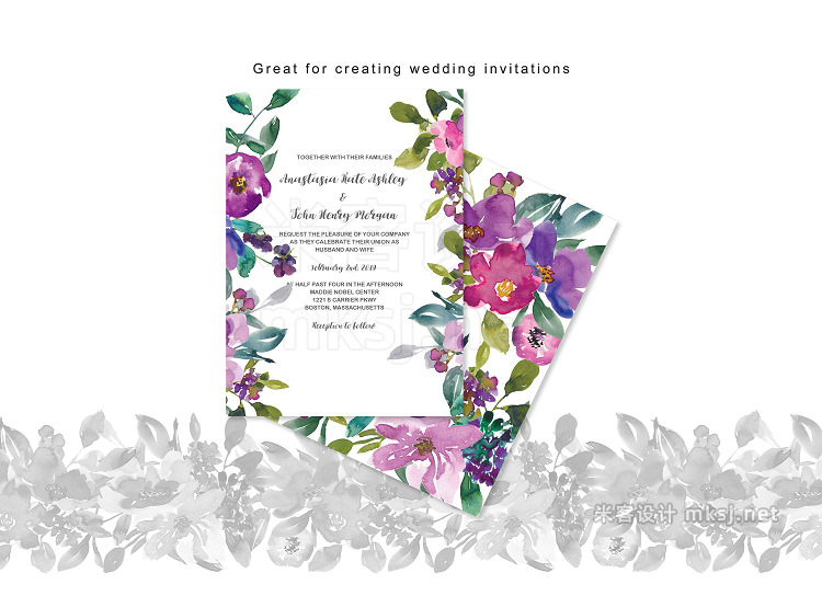 png素材 Watercolor Purple Flowers Clipart