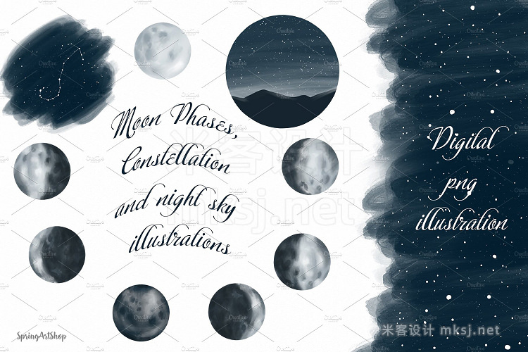 png素材 Moon Phases and Constellation