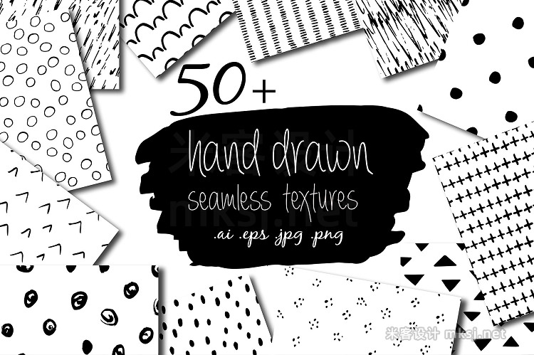 png素材 50 hand drawn seamless textures