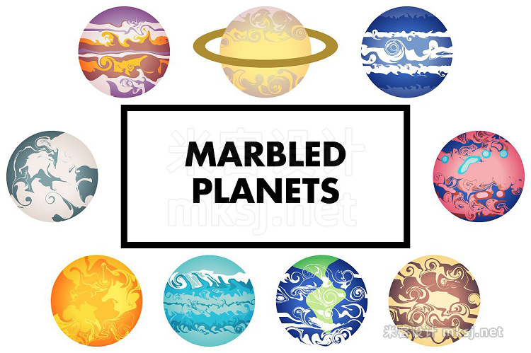 png素材 Marbled Planets