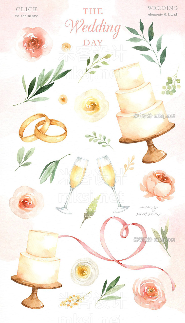 png素材 The Wedding Day Watercolor Clip Art