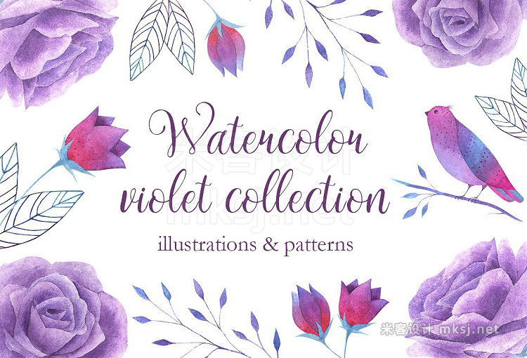 png素材 Watercolor violet collection