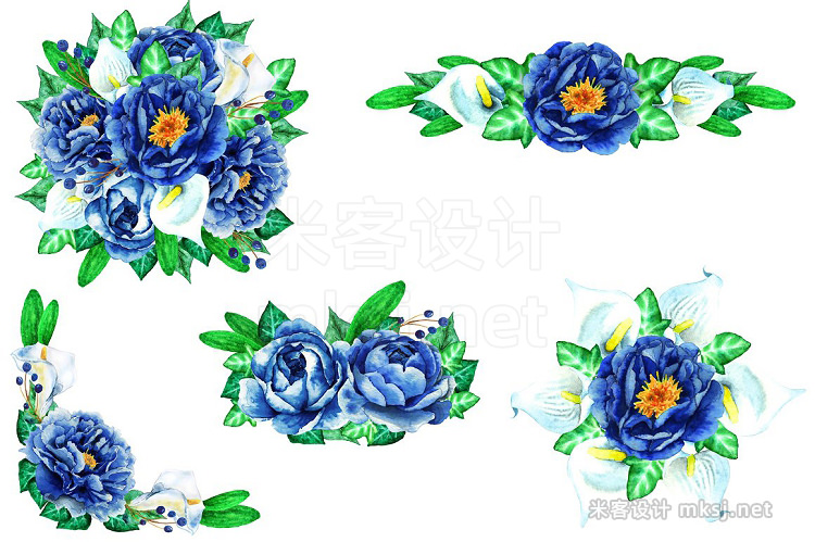 png素材 Deep Blue White Flower Bundle