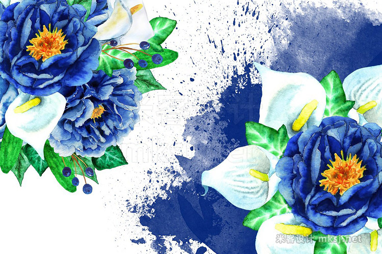 png素材 Deep Blue White Flower Bundle