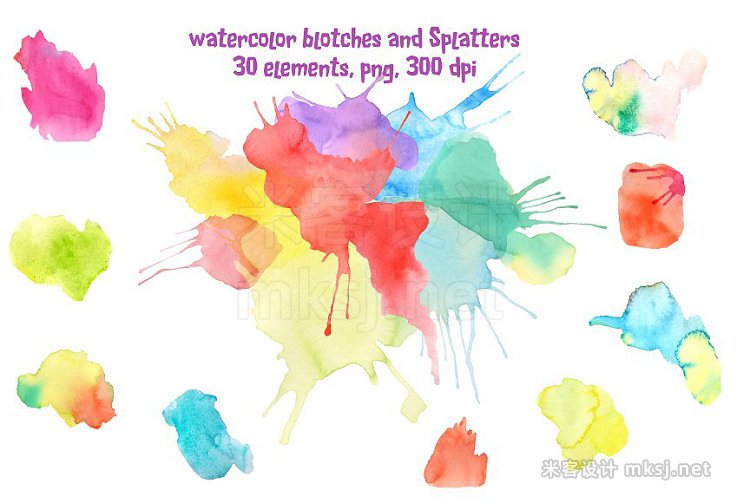 png素材 Watercolor Blotches and Splatters