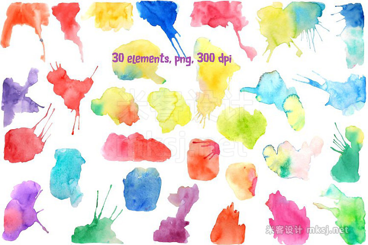 png素材 Watercolor Blotches and Splatters