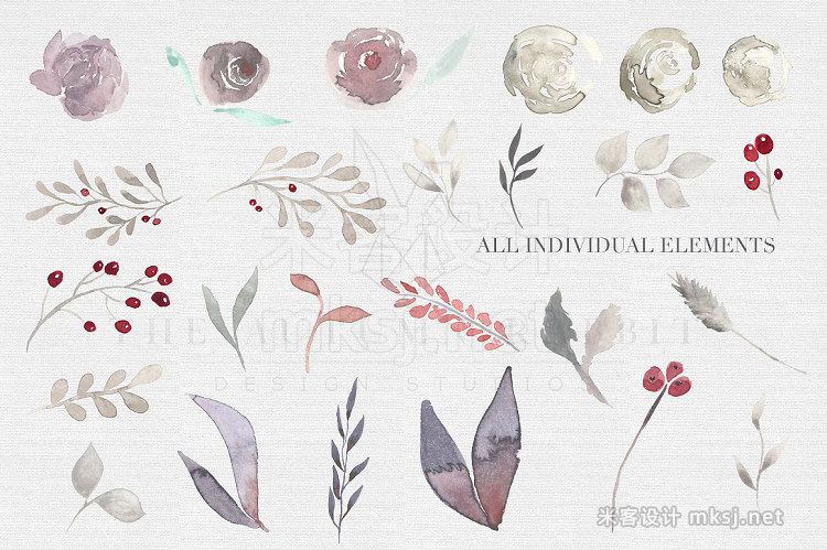 png素材 Misty Meadow Floral Clipart Set