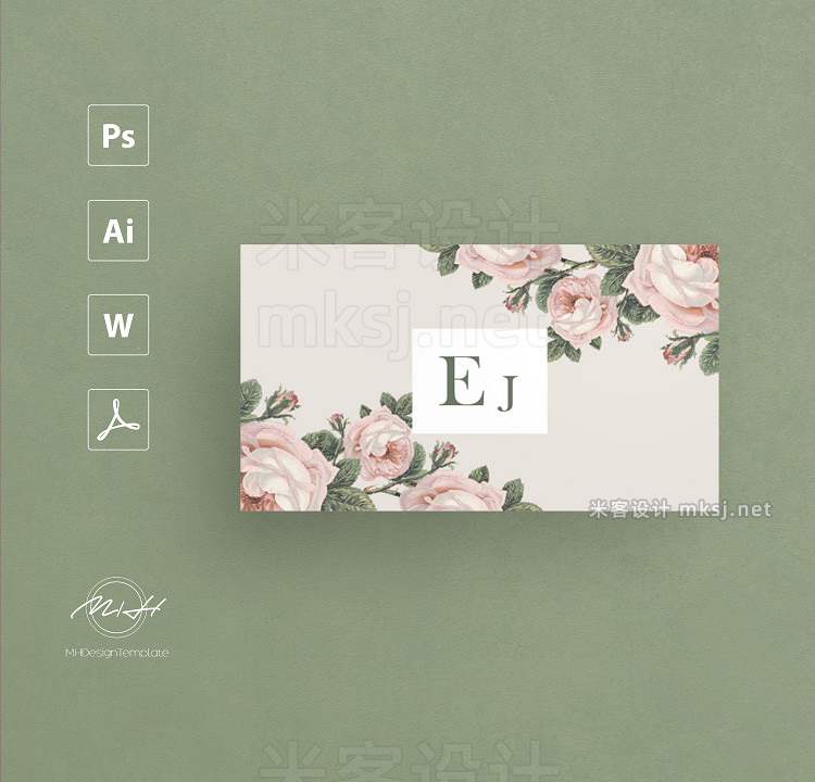 png素材 Roses business card template
