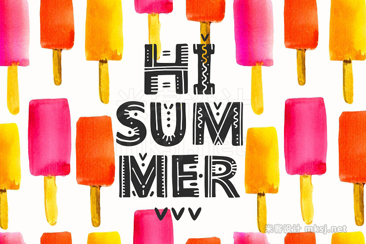 png素材 Summer Mood Watercolor Set With Ice