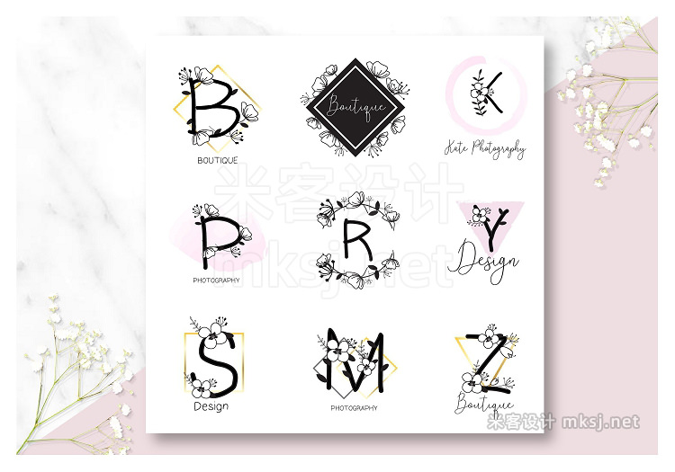png素材 Floral Alphabet Logos