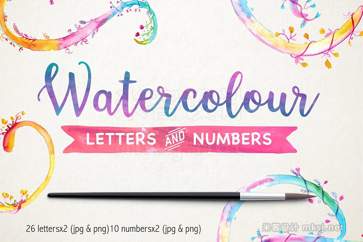 png素材 Watercolour Letters Nos