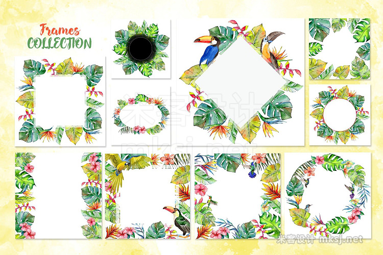 png素材 Tropical beach PNG watercolor set