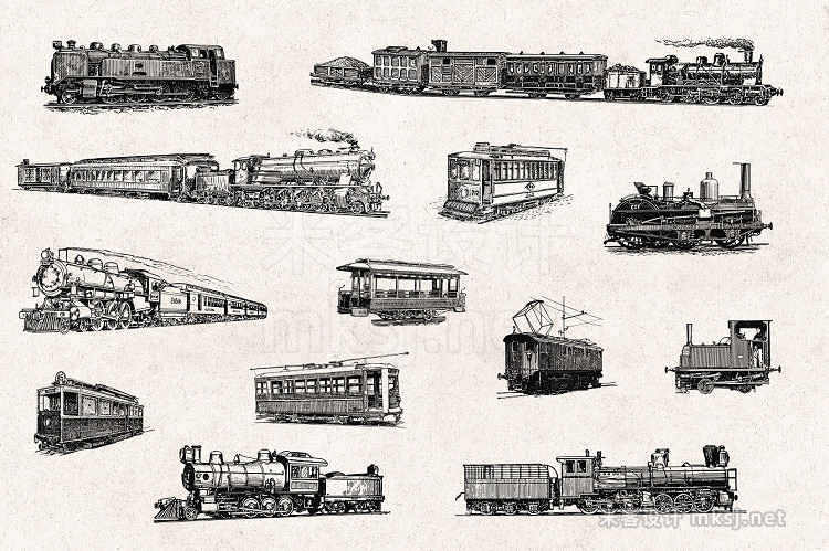 png素材 Transportation Engravings Set