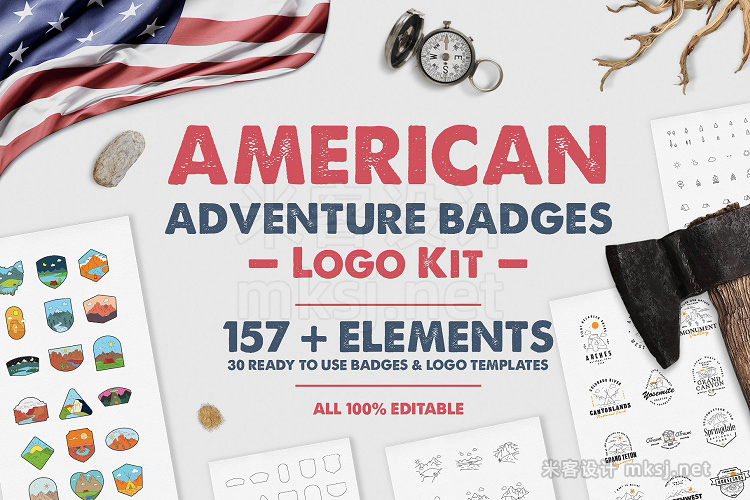 png素材 American Adventure Badges Logo Kit